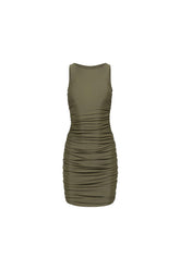 Ibiza Ruched Mini Dress Olive