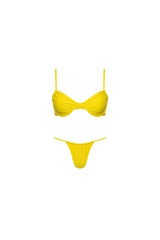 Capri Ruched Underwire String Bikini Set Yellow