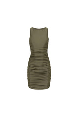 Ibiza Ruched Mini Dress Olive