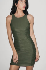 Ibiza Ruched Mini Dress Olive