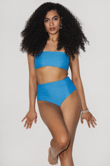 Capri Ruched Full Coverage Bikini Set Blue